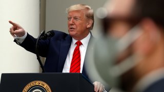 President Donald Trump speaks about the coronavirus during a press briefing