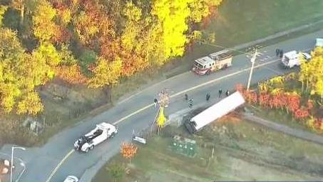 worcester crash bus necn ditch lands after