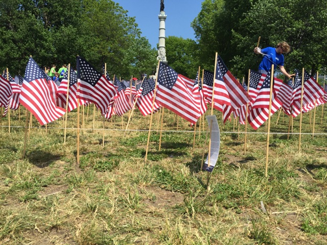 Volunteers plant 37,000 flags on Boston Common ahead of Memorial