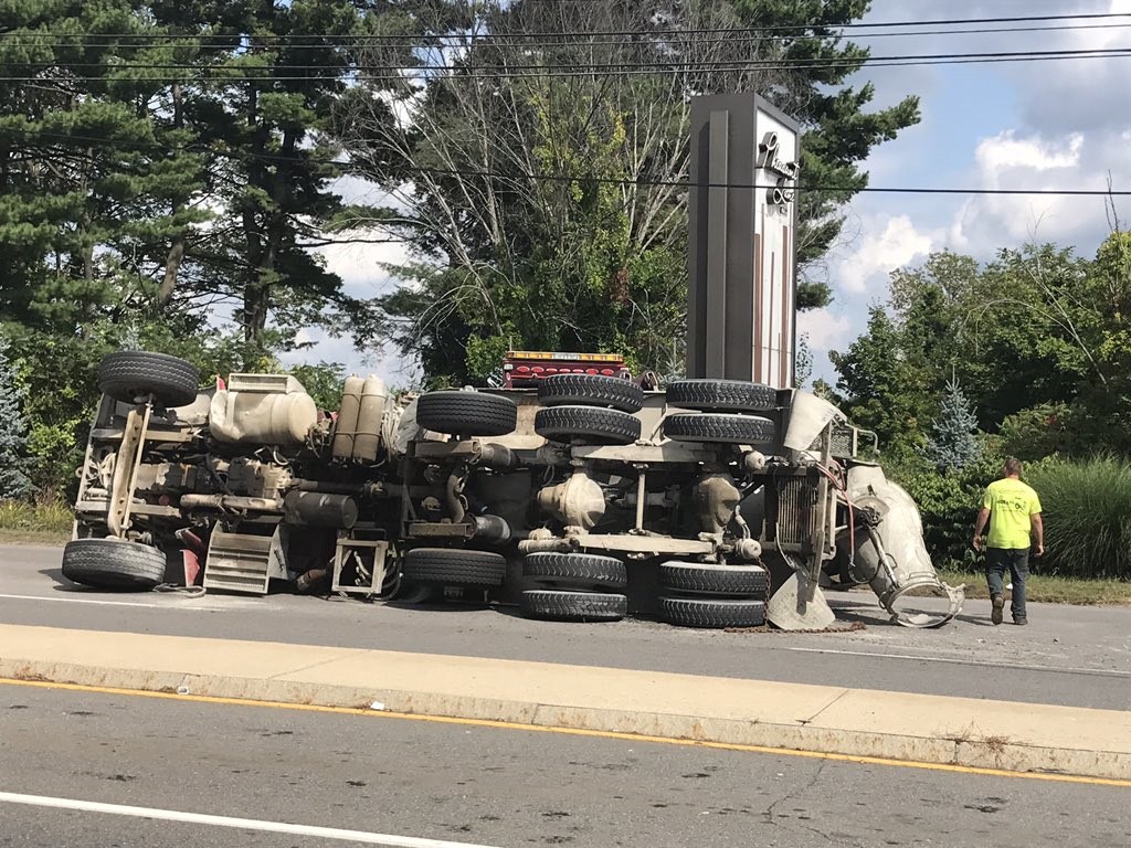 Driver Injured In Cement Truck Rollover; Traffic Delays Expected – NECN