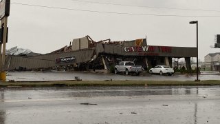 Businesses in Jonesboro Arkansas destroyed by a tornad