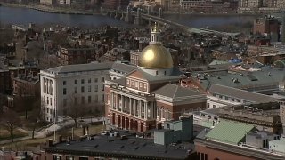 A photo of the Massachusetts State House in Boston.