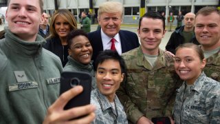 Donald and Melania Trump greet US military in Germany