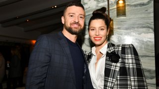 In this Feb. 3, 2020, file photo, Justin Timberlake and Jessica Biel pose for portrait at the Premiere of USA Network's "The Sinner" Season 3 in West Hollywood, California.
