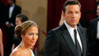 In this March 23, 2003, file photo, actors Ben Affleck and fiancée Jennifer Lopez attend the 75th Annual Academy Awards at the Kodak Theater in Hollywood, California.