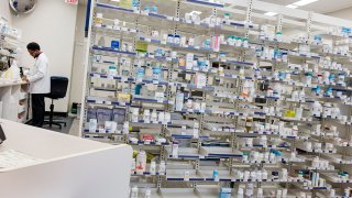 The interior of the pharmacy in Walgreens.