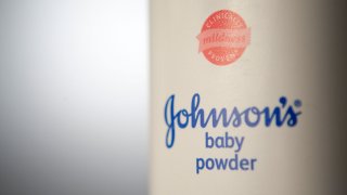 In this July 15, 2011, file photo, Johnson & Johnson baby powder is arranged for a photograph in New York.