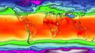 map showing temperature bands around the world