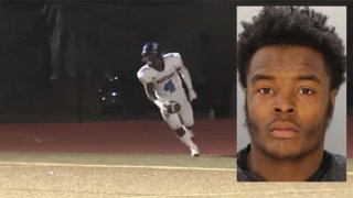 Fayaadh Gillard (inset) is accused of murder in the shooting death of his twin brother Suhail Gillard (seen playing football) inside an Overbrook apartment.