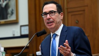 WASHINGTON, DC - JULY 17: Steven Mnuchin, U.S. Treasury secretary, speaks during a House Small Business Committee hearing on July 17, 2020 in Washington, D.C. The hearing is titled "Oversight of the Small Business Administration and Department of Treasury Pandemic Programs."