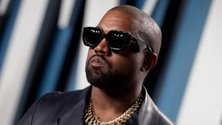 In this file photo, Kanye West attends the 2020 Vanity Fair Oscar Party hosted by Radhika Jones at Wallis Annenberg Center for the Performing Arts on Feb. 9, 2020 in Beverly Hills, California.
