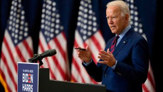 Democratic presidential candidate and former U.S. Vice President Joe Biden speaks on the state of the economy, Sept. 4, 2020, in Wilmington, Delaware.