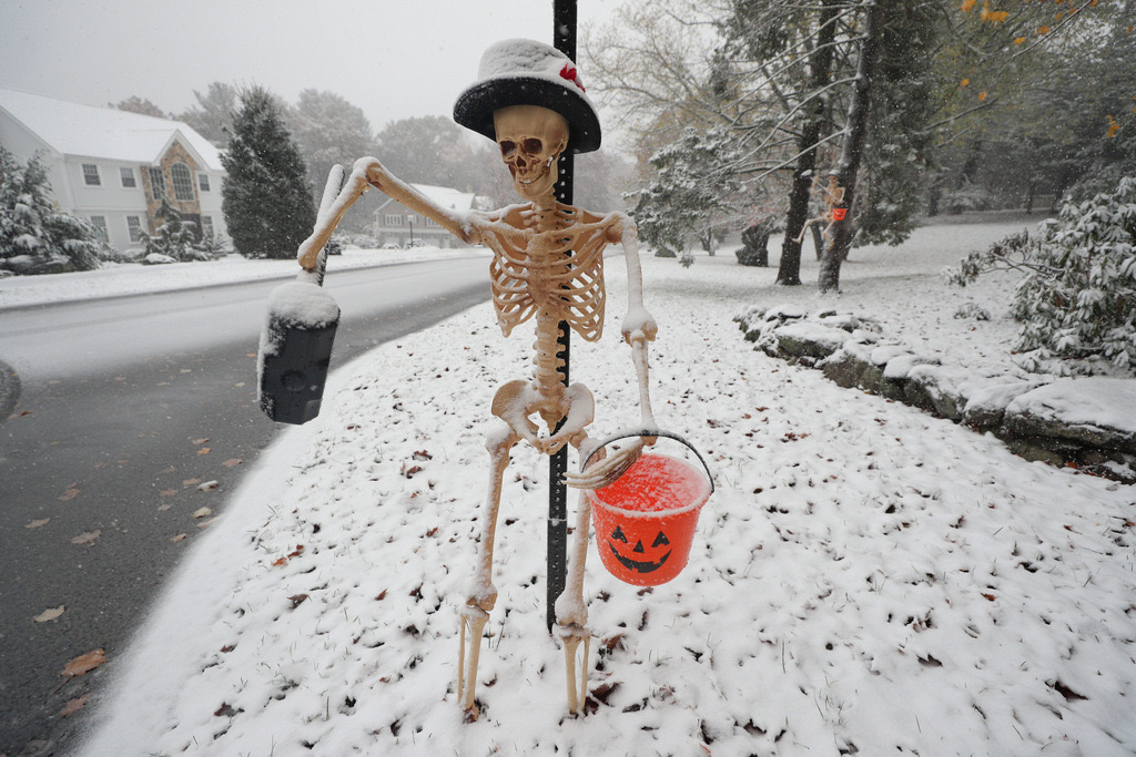 Halloween decorations on Hillcrest Rd in Weston.