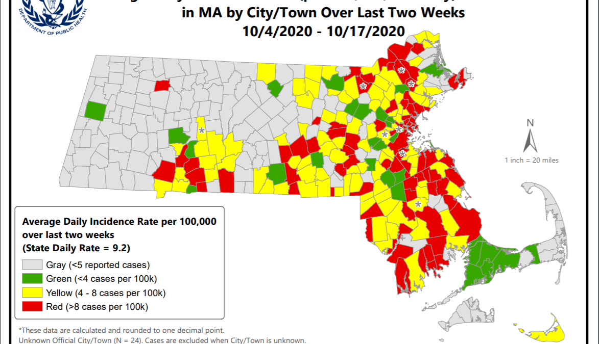 Massachusetts COVID Risk Map Updated TownbyTown Data, New Details on