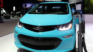 2020 Chevrolet All-Electric Bolt EV is on display at the 112th Annual Chicago Auto Show at McCormick Place in Chicago, Feb. 6, 2020.