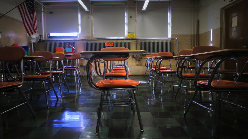 LYNN, MA – OCTOBER 24: A classroom at the Pickering Middle School in Lynn, MA is pictured on Oct. 24, 2019. Gateway cities like Lynn, midsize urban centers whose lower property values are a draw for lower-income households, are slated to be among the big winners in the sweeping school-funding reform bill signed into law last week by Governor Charlie Baker. Such districts are expected to see millions in fresh spending from the new law – a down payment meant to reverse yawning student achievement gaps fueled by years of underinvestment. But even as city officials celebrate passage of a law that will dramatically increase spending on students, they must face a sobering truth: The extra money will probably do little to address Lynns tumbledown schools, complicating efforts to improve services to its surging ranks of low-income students. (Photo by Lane Turner/The Boston Globe via Getty Images)