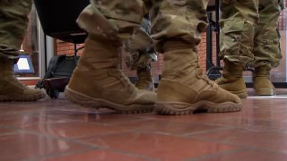 The boots of a CT national guardman