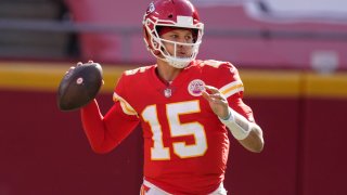 Kansas City Chiefs quarterback Patrick Mahomes throws a pass during the first half of an NFL football game against the Atlanta Falcons, Sunday, Dec. 27, 2020, in Kansas City.