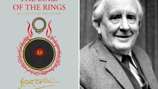 This combination photo shows an upcoming edition of J.R.R. Tolkien's "The Lord of the Rings" trilogy, left, and a 1967 photo of Tolkien