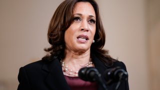 Vice President Kamala Harris speaks Tuesday, April 20, 2021, at the White House in Washington, after former Minneapolis police Officer Derek Chauvin was convicted of murder and manslaughter in the death of George Floyd.
