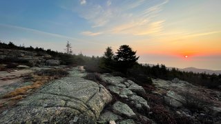 This file photo shows Cadillac Mountain on Mount Desert Island in Acadia National Park, Maine.
