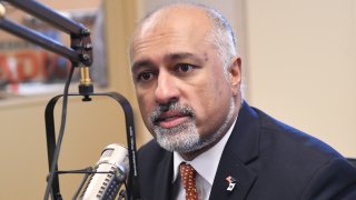 This Jan. 23, 2018, file photo shows congressional candidate Abhijit "Beej" Das, a North Andover Democrat, on Herald radio.