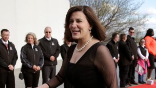 FILE - In this May 7, 2017 file photo, Victoria Reggie Kennedy, widow of Sen. Edward M. Kennedy, arrives at the John F. Kennedy Presidential Library and Museum before the 2017 Profile in Courage award ceremonies. President Joe Biden is nominating the widow of Sen. Ted Kennedy to serve as his ambassador to Austria Kennedy, an attorney and a gun control advocate, came to know Biden during the years he served with her husband in the Senate.