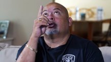 Will Jimeno, the former Port Authority police officer who was rescued from the rubble of the Sept. 11, 2001 attacks at World Trade Center, describes the experience during an interview in his home in Chester