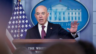 Secretary of Homeland Security Alejandro Mayorkas speaks during a press briefing at the White House, Friday, Sept. 24, 2021, in Washington.