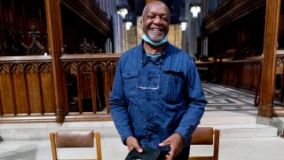 Artist Kerry James Marshall has been selected to design a replacement of former Confederate-themed stained glass windows that were taken down in 2017 at the National Cathedral in Washington, Sept. 23, 2021.
