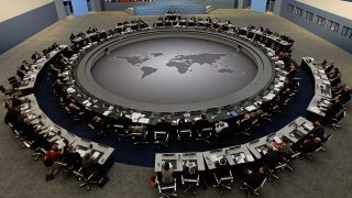 In this file photo, G-20 leaders meet during the second plenary session at the G-20 summit, on Sept. 25, 2009, in Pittsburgh.