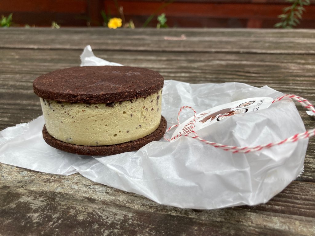 An ice cream sandwich at Tricycle Ice Cream