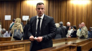 Oscar Pistorius, appears in the High Court for re-sentencing proceedings, in Pretoria, South Africa, Monday, June 13, 2016. Pistorius appeared in a South African court on Monday for a sentencing hearing after the double-amputee Olympian was convicted of murdering girlfriend Reeva Steenkamp. Defense lawyer Barry Roux argued for some leniency and called a psychologist who evaluated Pistorius to testify.