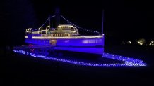 The steamboat Ticonderoga at the Shelburne Museum in lit up for "Winter Lights.'