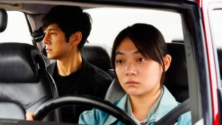 This image released by Janus Films and Sideshow shows Hidetoshi Nishijima, left, and Toko Miura in a scene from "Drive My Car."