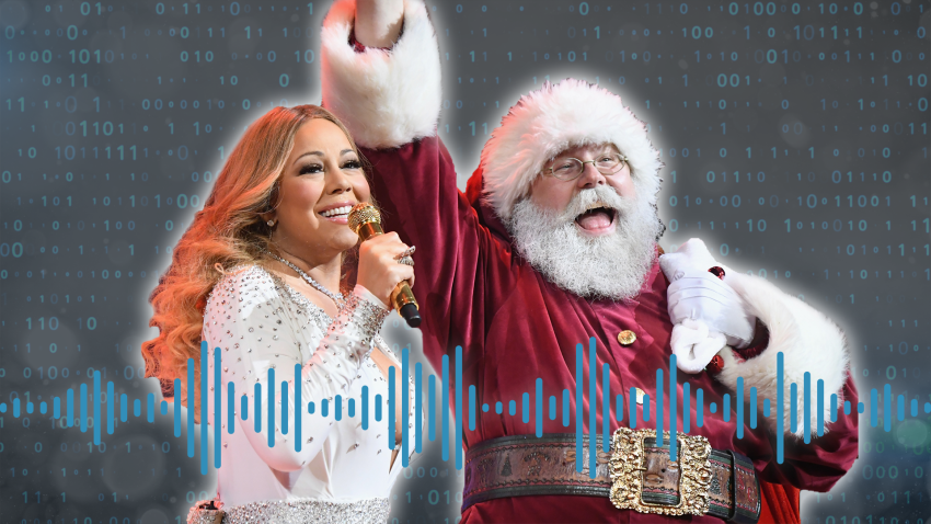 Photo illustration of Mariah Carey and Santa