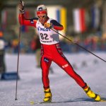 Bjoern Daehlie of Norway in action during the Mens Cross Country in the Skiing World Championships
