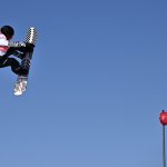 The United State's Julia Marino competes in the snowboard women's slopestyle qualification run during the Beijing 2022 Winter Olympic Games at the Genting Snow Park H & S Stadium in Zhangjiakou on February 5, 2022.