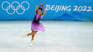 Kamila Valieva, of the Russian Olympic Committee during the Team Event Women Single Skating Short Program on day two of the 2022 Winter Olympics in Beijing, China on Feb. 6, 2022. Fifteen-year-old Valieva became the fourth women ever to land a triple axel, making olympic history.