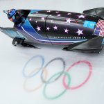 Kaillie Humphries of Team United States slides during the Women's Monobob Bobsleigh Heat 3 on day 10 of 2022 Winter Olympics at National Sliding Centre on Feb. 14, 2022, in Yanqing, China.