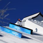Maggie Voison of Team USA competes during the Women's Ski Freestyle Slopestyle qualification round in Zhangjiakou, China on Feb. 14, 2022. Voison, 23, finished fourth in the qualifying event, advancing to the finals.