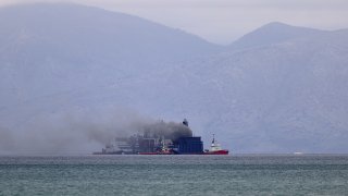 Ferry fire in Greece