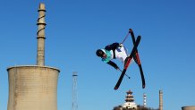 Alexander Hall of Team United States performs a trick during the Men's Freestyle Skiing Big Air Training session on Day 1 of the Beijing 2022 Winter Olympic Games at Big Air Shougang on Feb.5, 2022, in Beijing, China.