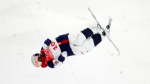 Nick Page of Team United States on his run during the Men's Freestyle Skiing Moguls at Genting Snow Park, Feb. 5, 2022 in Zhangjiakou, China. The 19-year-old athlete had advanced to the medal round of the men's moguls, but was not able to medal.