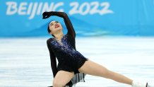 Karen Chen of Team United States reacs during the Women Single Skating Short Program Team Event on day two of the Beijing 2022 Winter Olympic Games at Capital Indoor Stadium on Feb. 6, 2022 in Beijing, China.