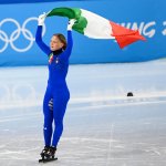Arianna Fontana of Team Italy celebrates after wining gold Medal during the Women's 500m Final A
