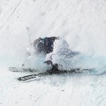 Darian Stevens of Team United States crashes during the Women's Freestyle Skiing Freeski Big Air final on day four of the 2022 Winter Olympics at Big Air Shougang on Feb. 8, 2022 in Beijing, China.