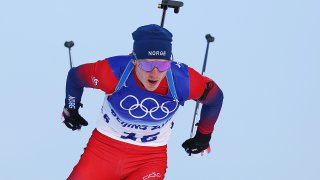 Johannes Thingnes Boe of Team Norway competes during Men's Biathlon 10km Sprint at the 2022 Winter Olympics, Feb. 12, 2022, in Zhangjiakou, China.