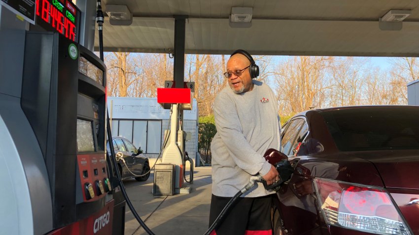 Driving Filling Up Gas Tank in Newington, Connecticut