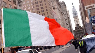 Irish flag in front of Philadelphia City Hall